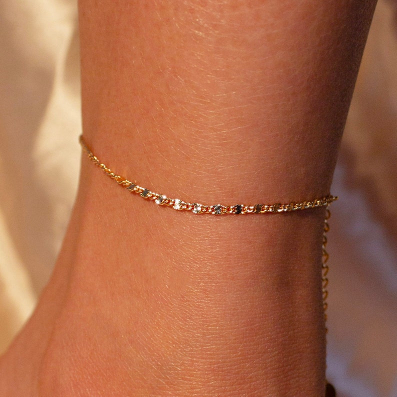Personalized chain ankle bracelets dainty gold anklets simple anklet