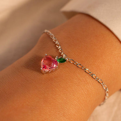 Apple Heart Crystal Bracelet: 16k Gold Plated Charm Bracelet