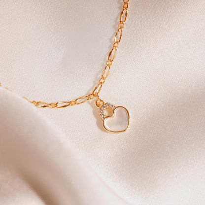 Heart Lock Mother of Pearl Anklet - 16K Gold Plated