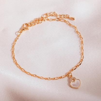 Heart Lock Mother of Pearl Anklet - 16K Gold Plated