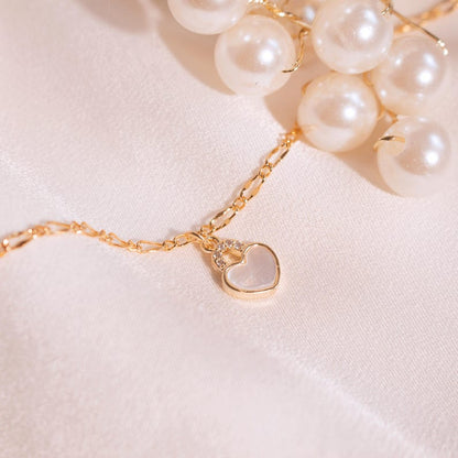 Heart Lock Mother of Pearl Anklet - 16K Gold Plated