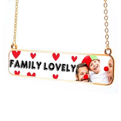 Personalized Photo Necklace Gift 4k High Quality Print Customizable Bar Necklace for Cherished Memories Family members Image