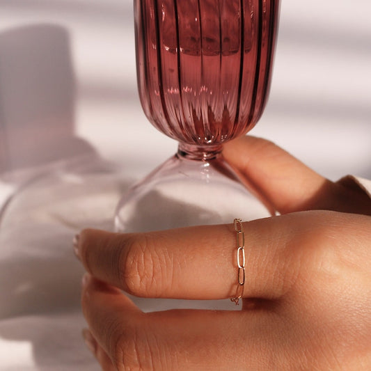 Dainty 14K Gold Filled Chain Ring: Minimalist Stacking Ring