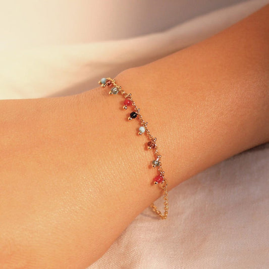 Chacha Bracelet: Colorful Beaded Brass Bracelet, Trendy Jewelry