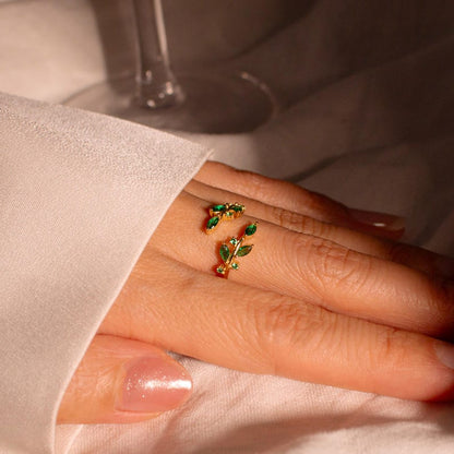 Emerald Sterling Silver Ring Best Gift Resizable Rings Birthstone Emerald 925 Sterling Silver Adjustable