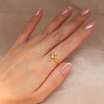 Cross Ring 925 Sterling Silver Adjustable Rings - resizable cross ring best gift