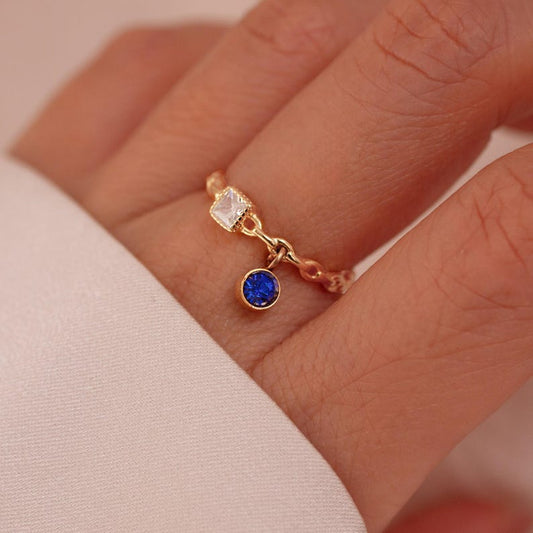 Square Ring 925 Sterling Silver Adjustable Ring - Resizable Best Gift for her