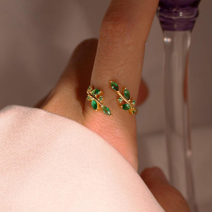 Emerald Sterling Silver Ring Best Gift Resizable Rings Birthstone Emerald 925 Sterling Silver Adjustable