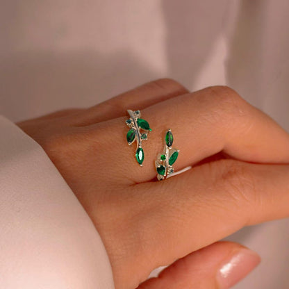 Emerald Sterling Silver Ring Best Gift Resizable Rings Birthstone Emerald 925 Sterling Silver Adjustable