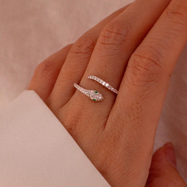 Snake 925 Sterling Silver Ring Adjustable, Gift-Ready Rings Best gifts for her